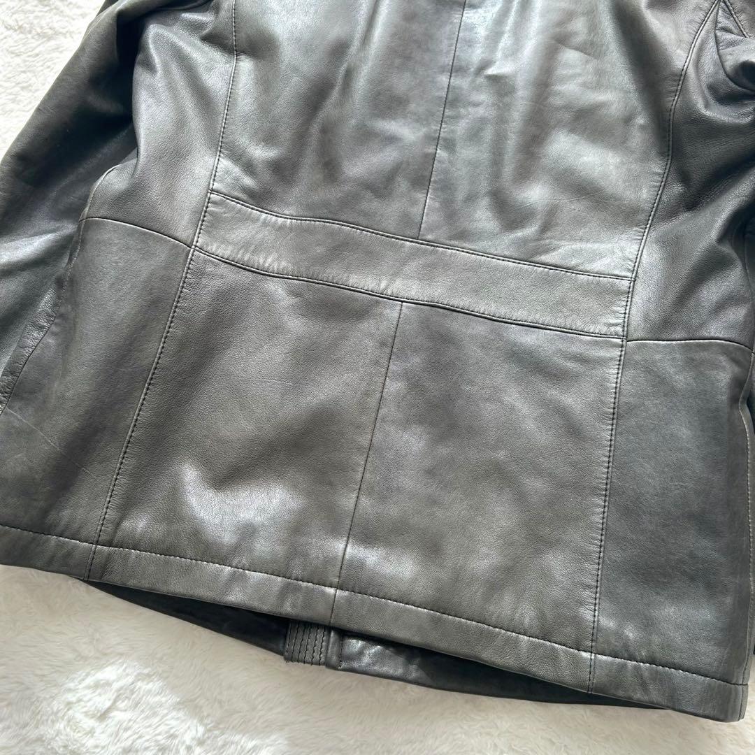 ARMANI COLLEZIONI 羊革 フーデッド レザージャケット 48