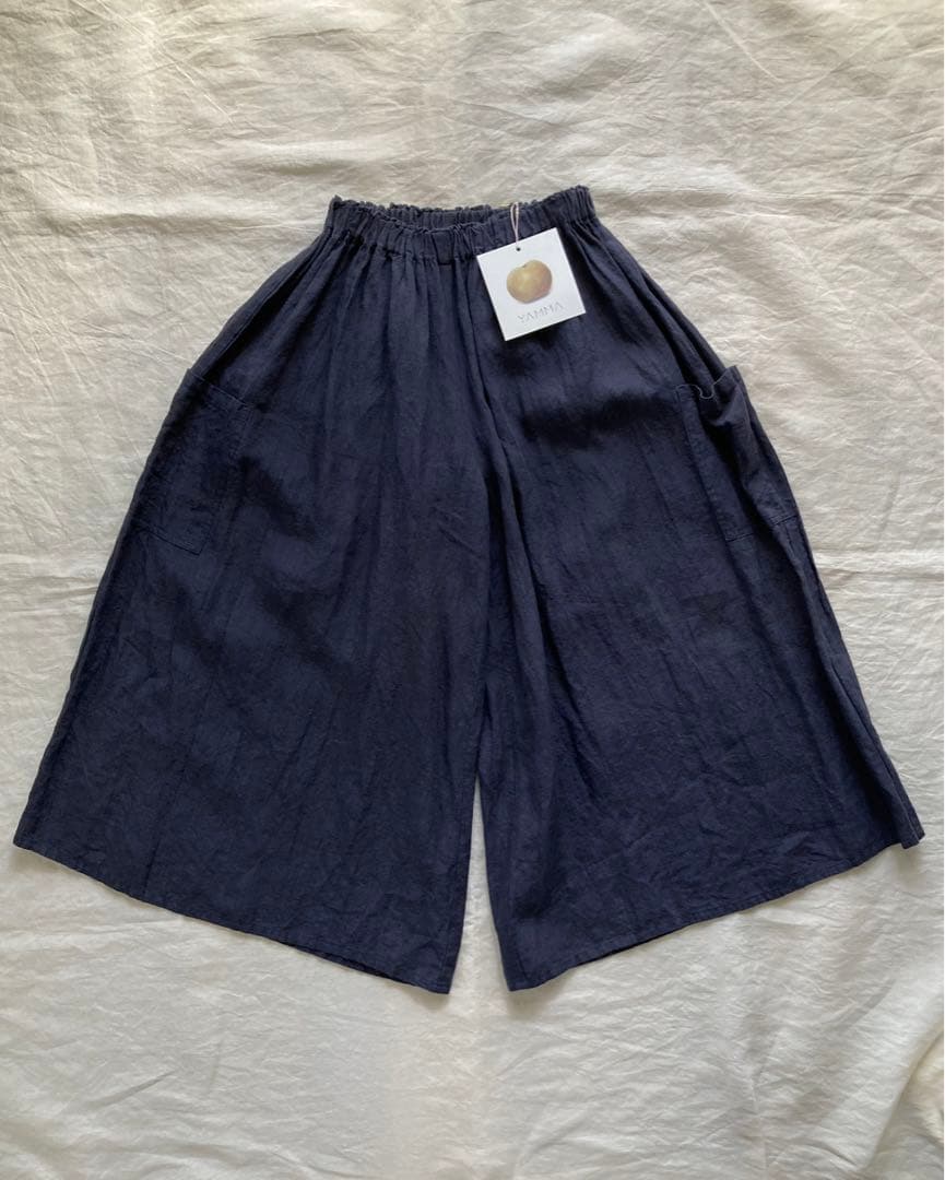 ヤンマ産業 リネンキュロットパンツ プラス10㎝丈 (ネイビー)