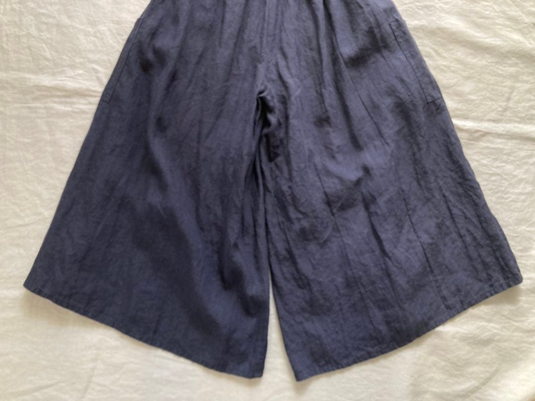 ヤンマ産業 リネンキュロットパンツ プラス10㎝丈 (ネイビー)