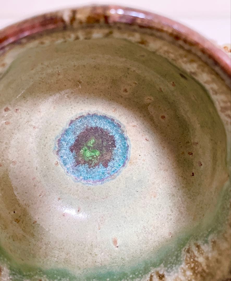 萩焼　山根清玩　しだれ釉　抹茶碗　光彩庵　陶器　清玩ブルー　足割り高台