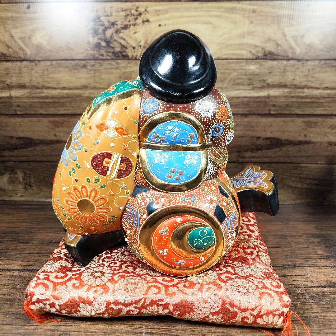 九谷焼 打ち出の小槌乗り 大黒様・盛（高さ27cm）