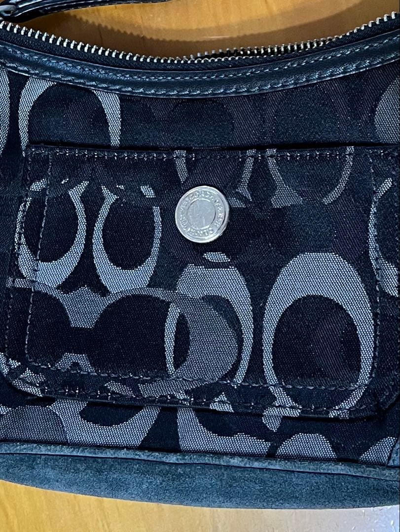 希少◆COACH ◆アクセサリーポーチ ハンドバッグ シグネチャー 黒