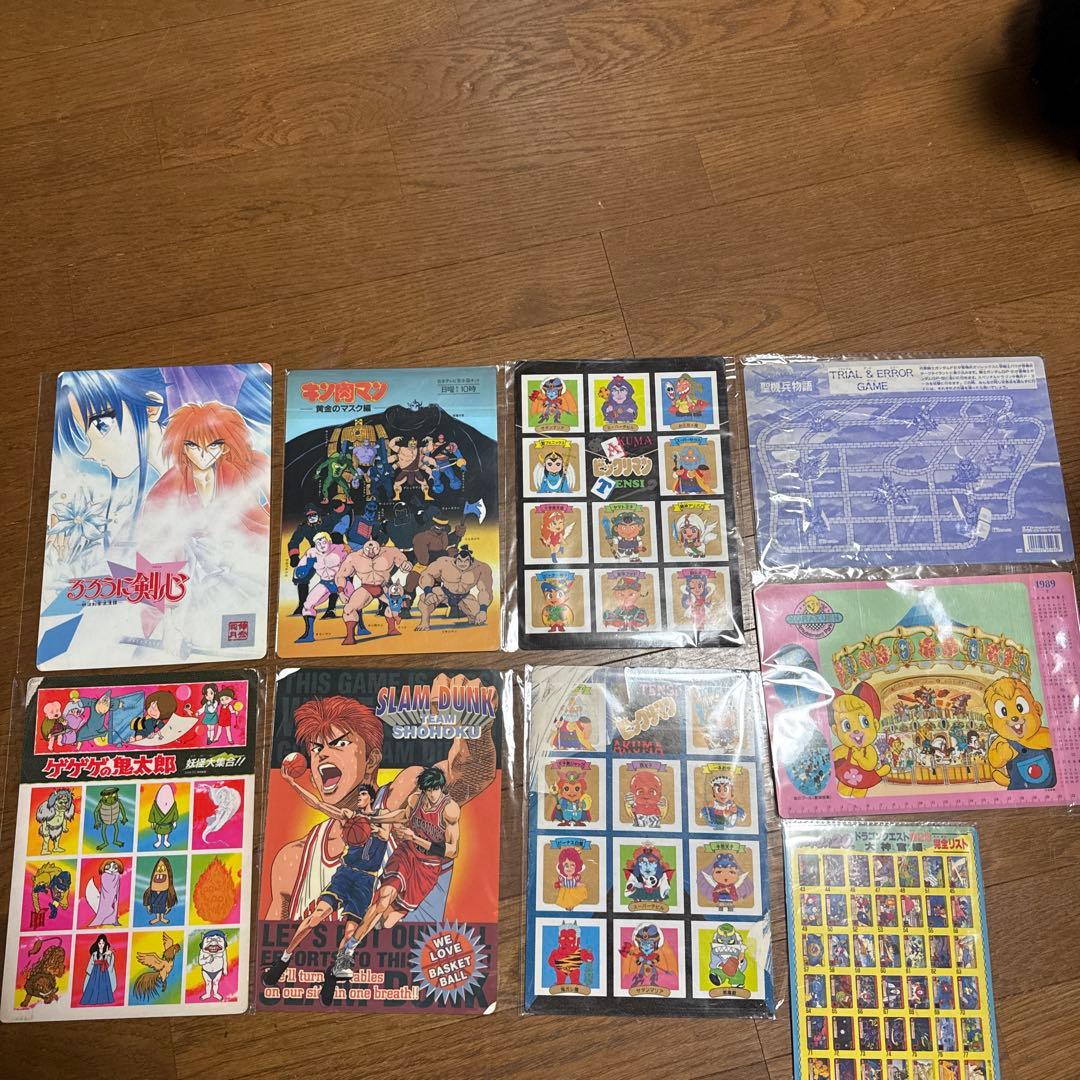 昭和レトロ品アニメ・漫画キャラクターイラスト集下敷9枚セット