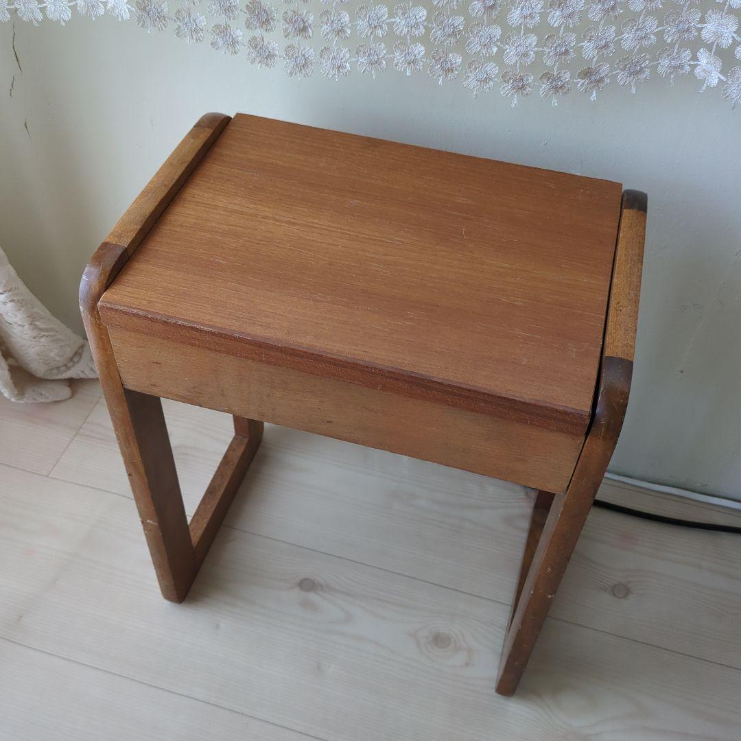 ヴィンテージ　収納付ミシン椅子 スツール 置物台 小物入れ 木製 昭和レトロ