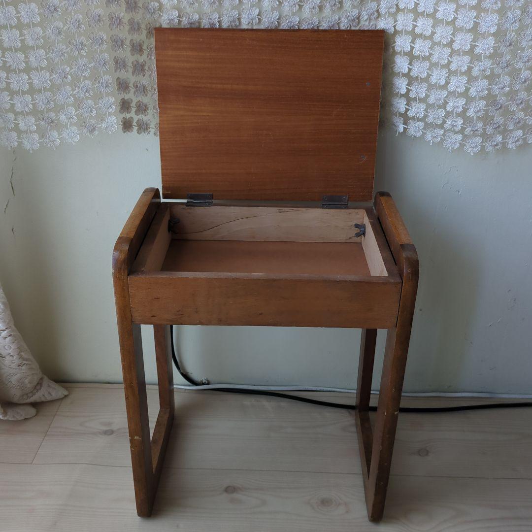 ヴィンテージ　収納付ミシン椅子 スツール 置物台 小物入れ 木製 昭和レトロ