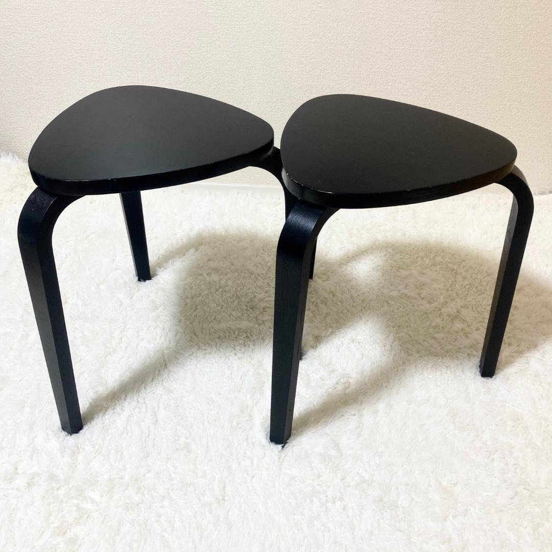 IKEA KYRRE シルレ スツール 2脚セット 木製 北欧 3本脚 三角 黒