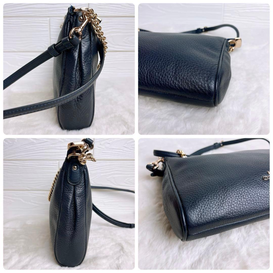 未使用☆COACHコーチ チェーン2wayショルダーバッグ シボ革レザー 紺色