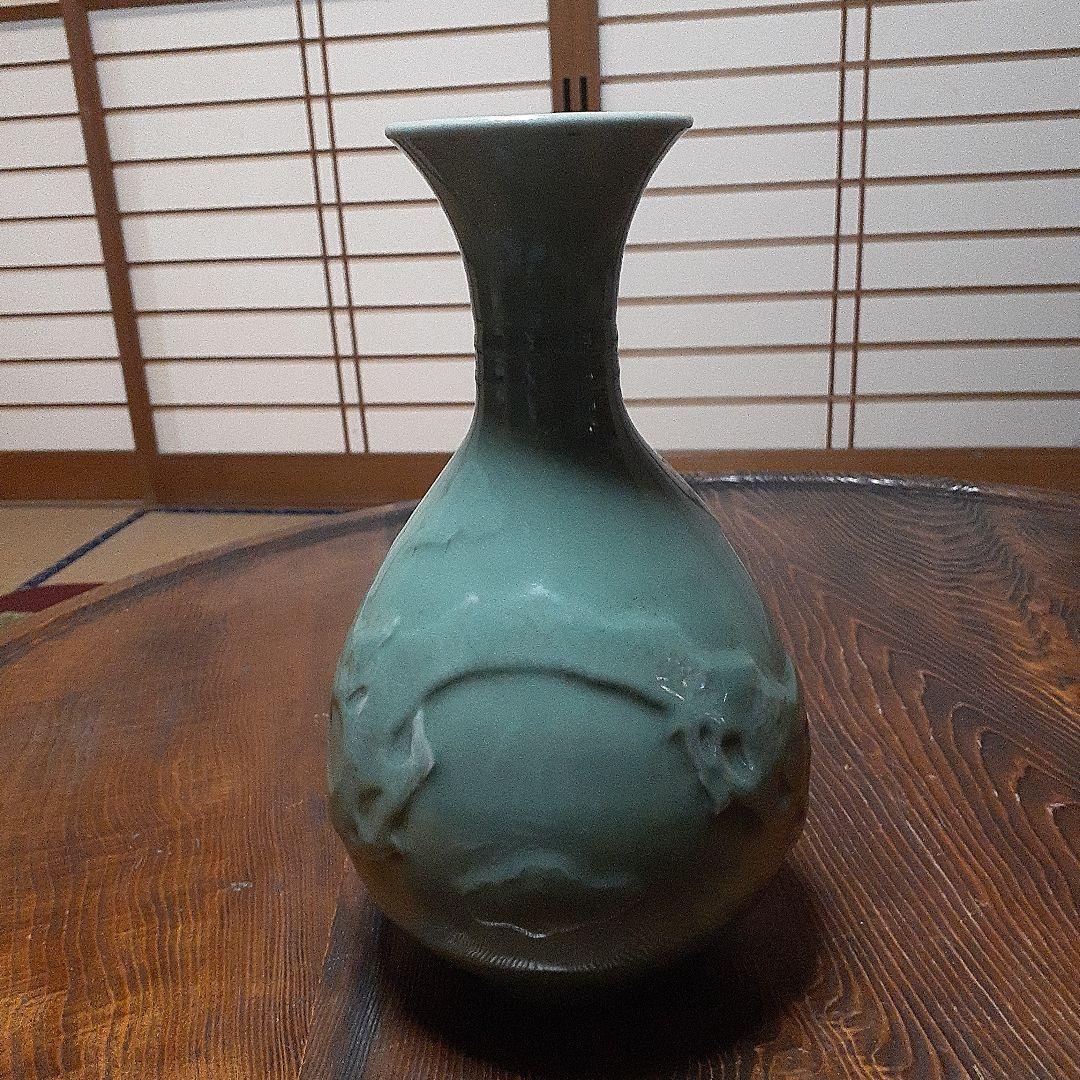 中国元時代龍泉窯浮彫雲龍図大花瓶