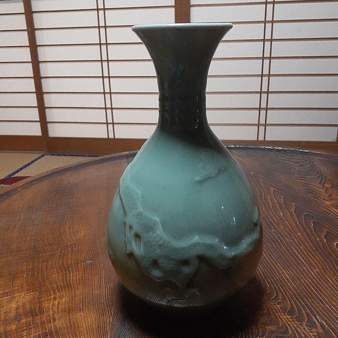 中国元時代龍泉窯浮彫雲龍図大花瓶