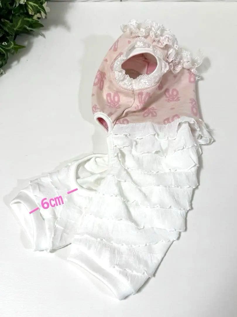 犬服ハンドメイド♡トゥシューズ柄ロンパースフリフリ