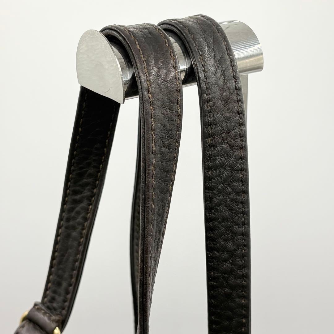 【美品】オールドコーチ ショルダーバッグ オールレザー 本革 しぼ革 シボ革 茶