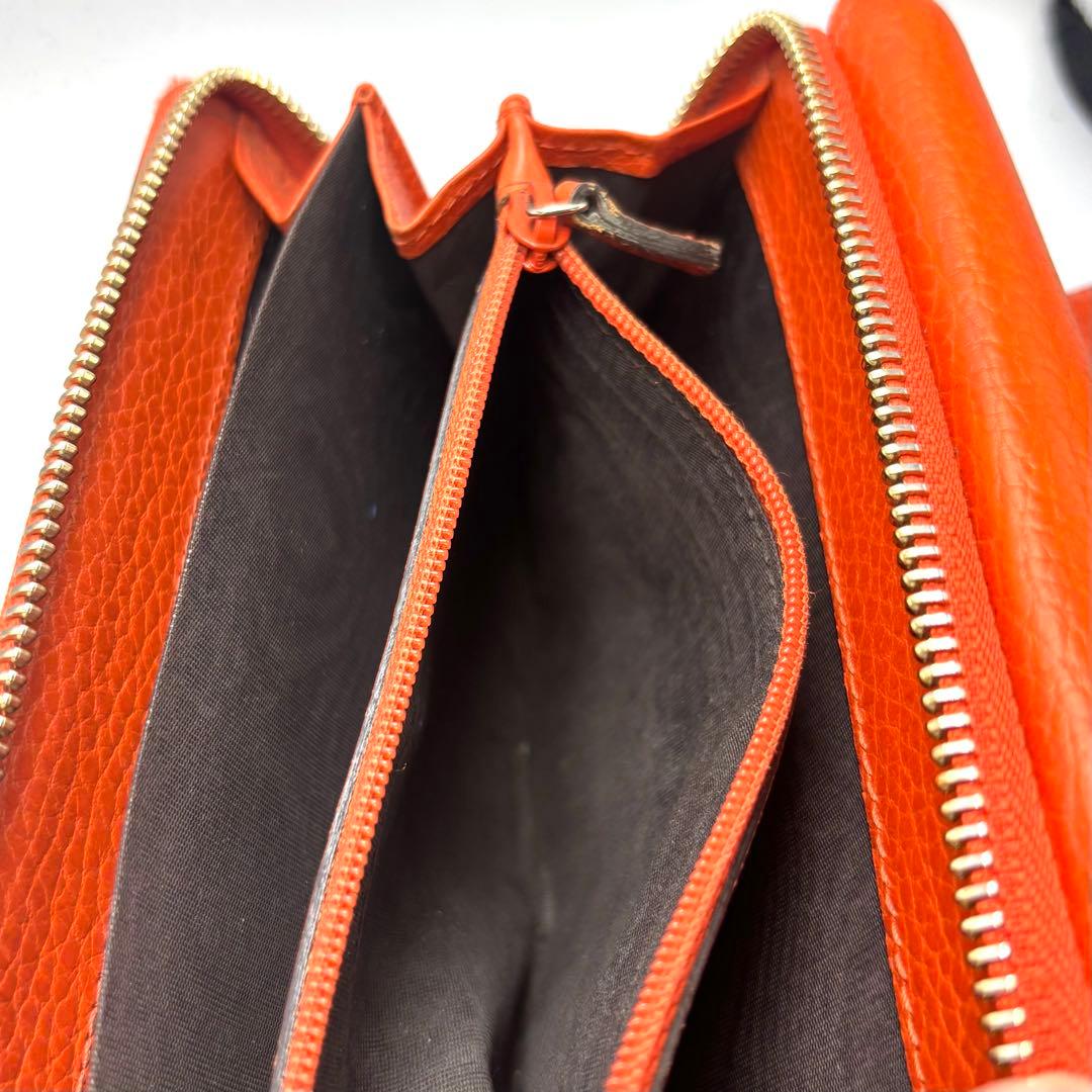 GUCCI グッチ 長財布 オレンジ レザー GGロゴ フラップ 箱付き