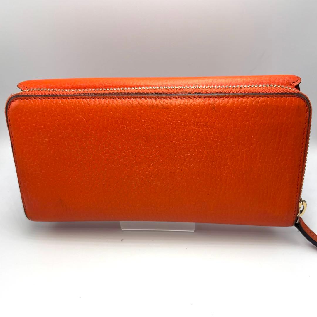 GUCCI グッチ 長財布 オレンジ レザー GGロゴ フラップ 箱付き