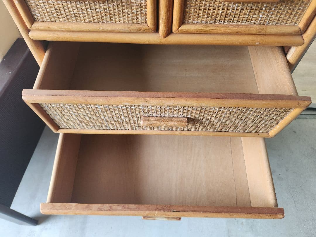 【希少家具】ラタン 籐 ５段チェスト タンス ヴィンテージ