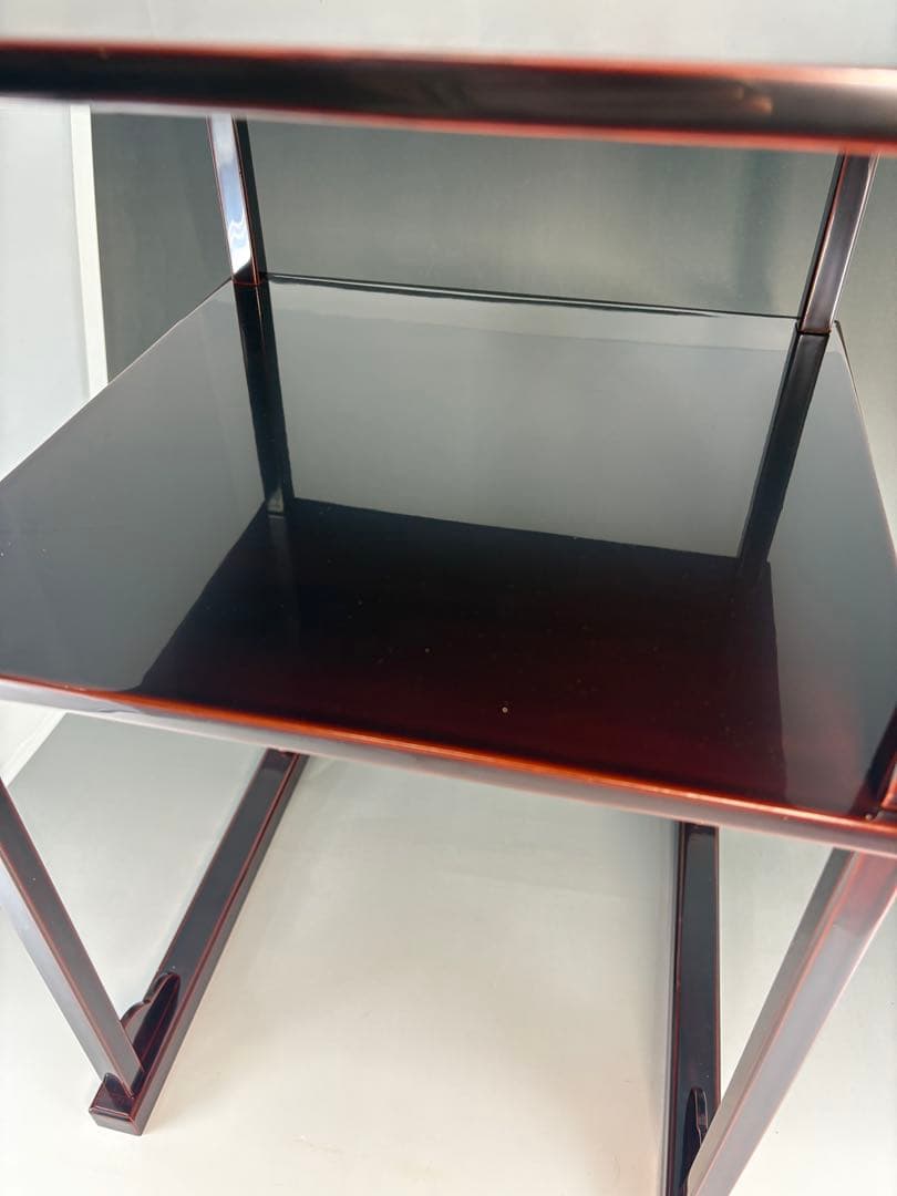 【茶道具】宗明造　溜塗　二重棚（共箱）　組立式 ★送料込★