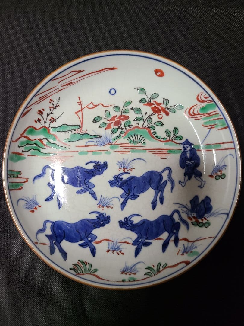 九谷焼須田菁華造南京赤絵写七寸皿