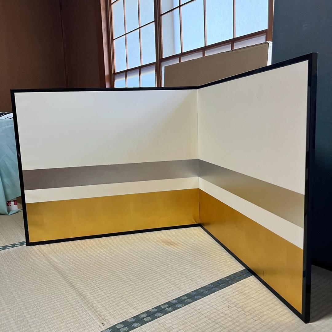 風炉先屛風　茶道具　金　銀　大き目　中古