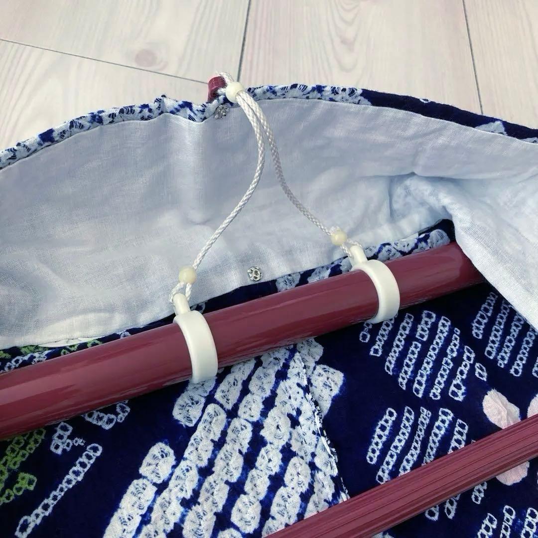 みっちん。 有松鳴海絞り浴衣・蜘蛛絞り 花模様　手縫い 広襟　No.-66