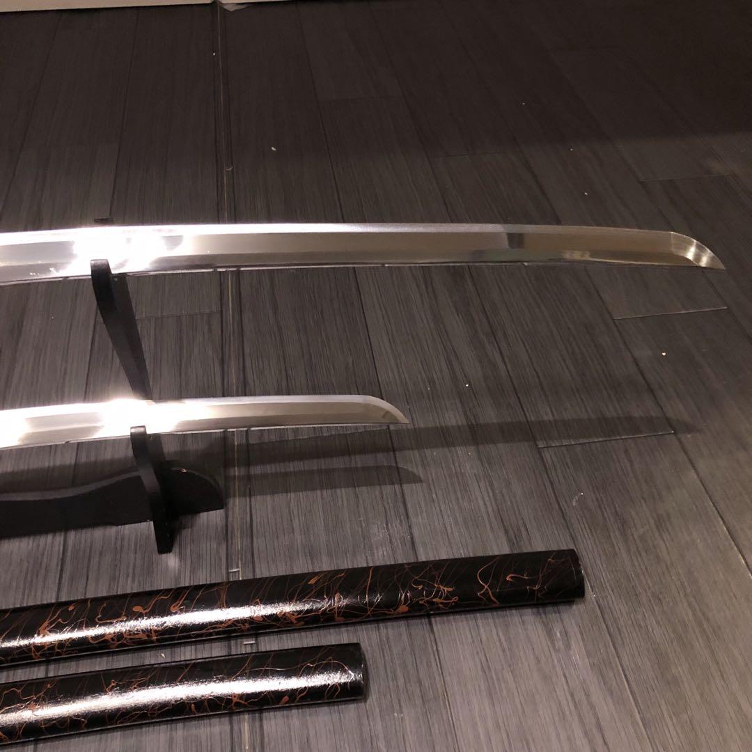 高級模造刀　高級居合刀　太刀　大小セット　本研波刃　亜鉛合金