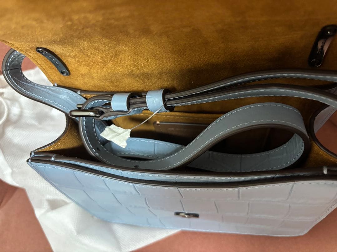 COACH ライトブルー クロコダイル風 バッグ