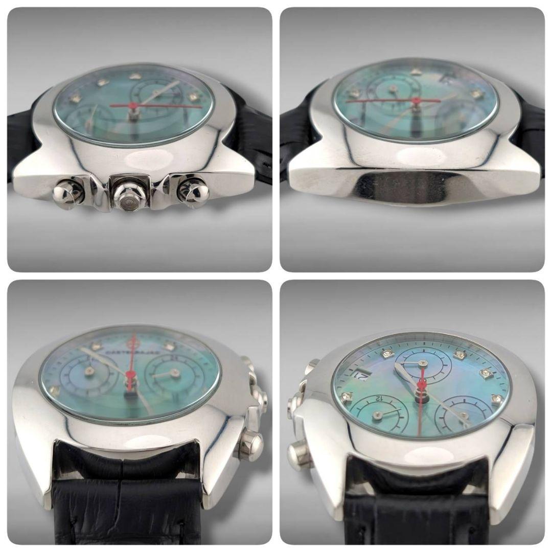 【新品電池/ベルト・稼働・美品】カステルバジャック ブルーシェル 7Pダイヤ