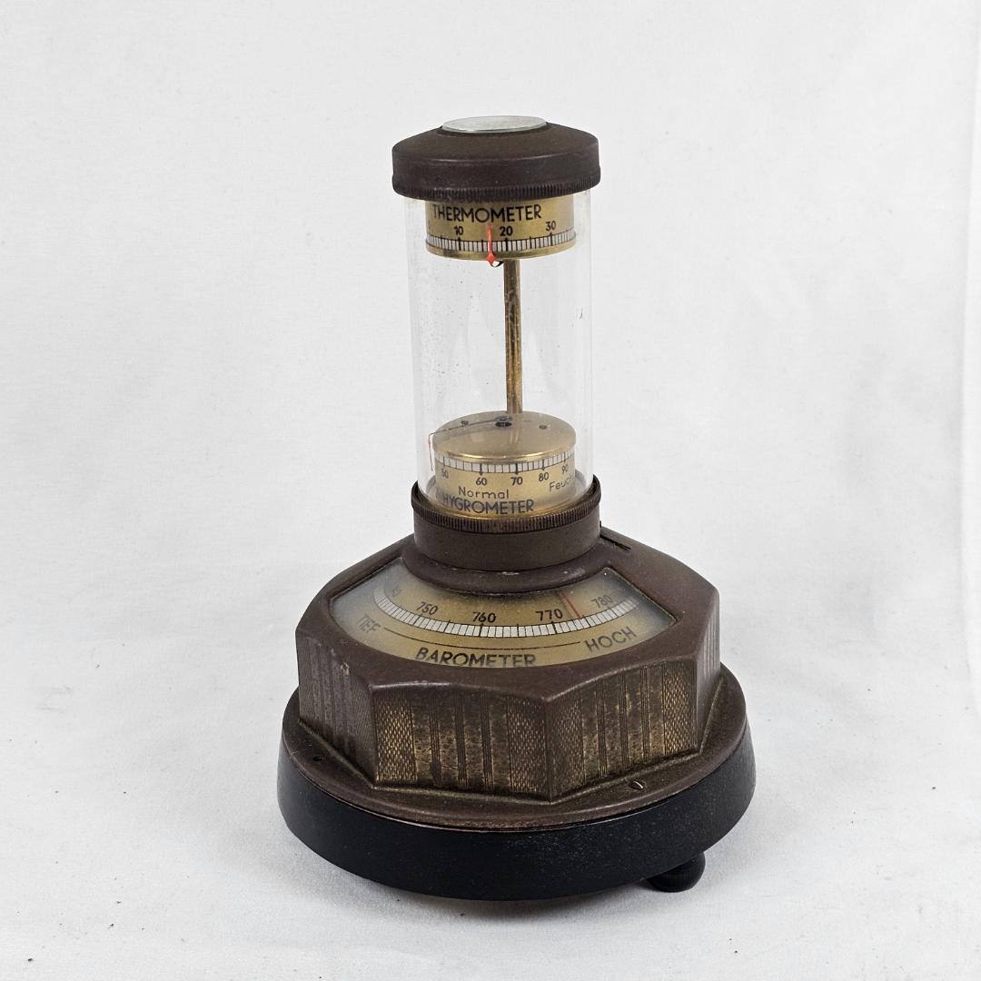 【超希少】ドイツ製 Lufft 卓上気象塔 温度 湿度 気圧計 磁石