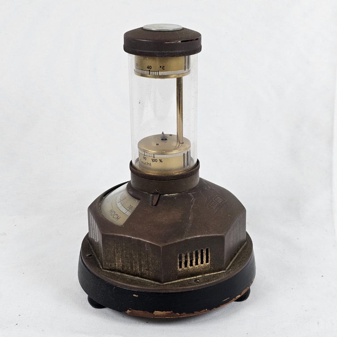 【超希少】ドイツ製 Lufft 卓上気象塔 温度 湿度 気圧計 磁石