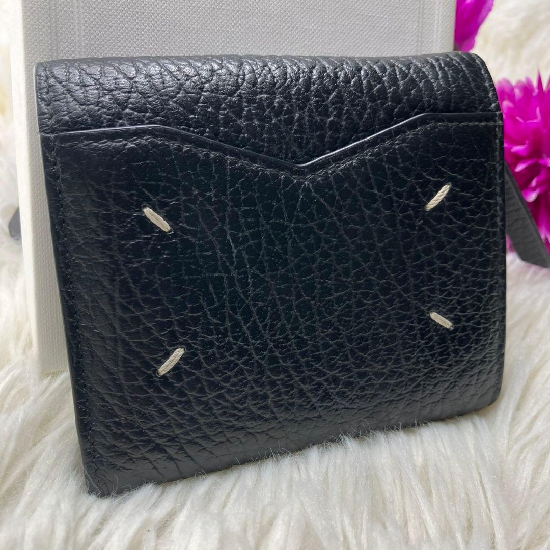 【極美品】メゾンマルジェラ 4ステッチ 三つ折り財布 レザー 黒 ユニセックス