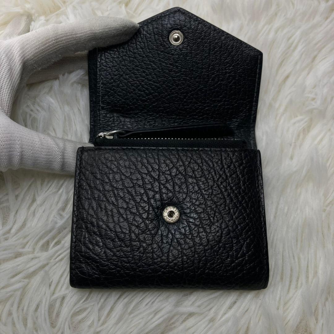 【極美品】メゾンマルジェラ 4ステッチ 三つ折り財布 レザー 黒 ユニセックス