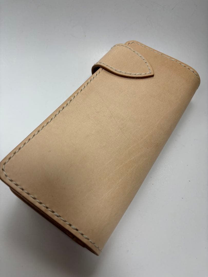 財布　ロングウォレット　ヌメ革　ナチュラル　ハンドメイド　レザークラフト