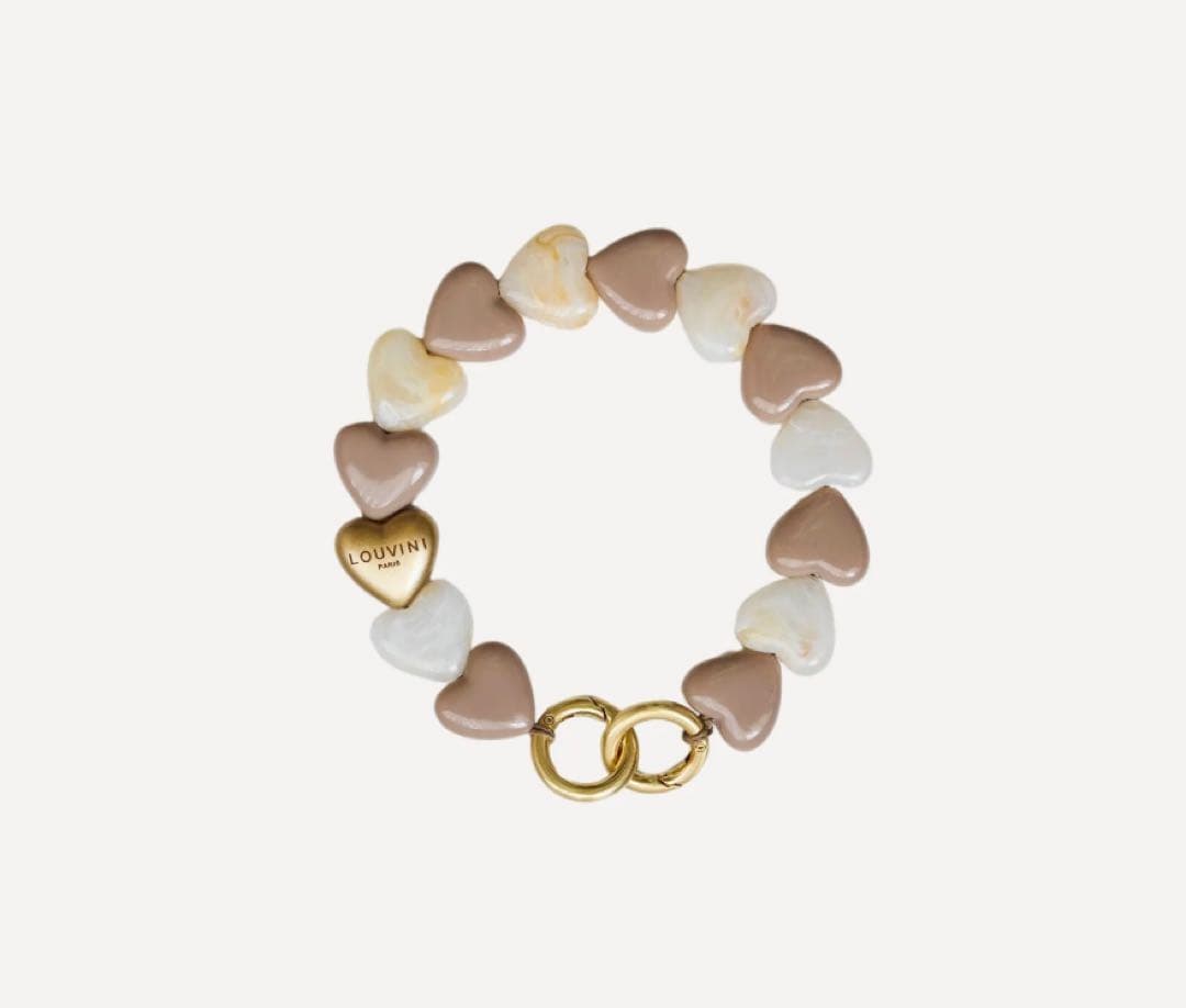 LOUVINIハンドストラップ　PETIT CUORE　BEIGE-TAUPE