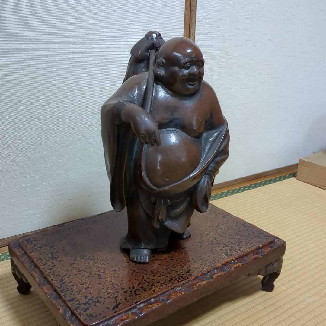 ★日本製★布袋像★真鍮製★重さ11.5キロ★木製土台付き