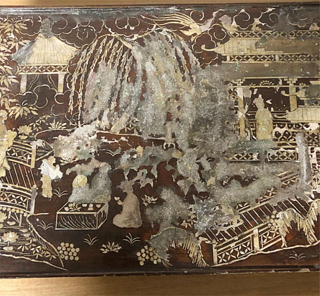 中国美術 香台 花台 時代 花鳥山水人物蒔絵 螺鈿細工 最終値引