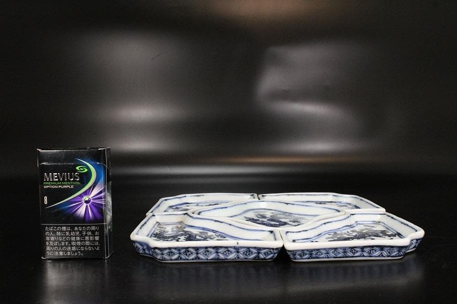 中国美術 青花 雲龍紋 組皿 新渡 皿 五件 送料無料