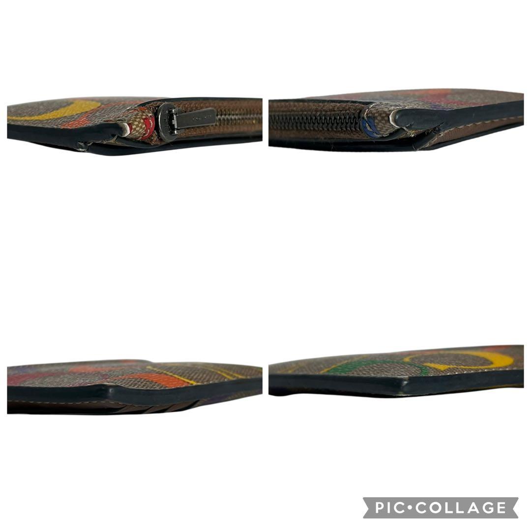 極美品　コーチ　財布　小銭入れ　カードケース　レインボー　PVCレザー　茶色