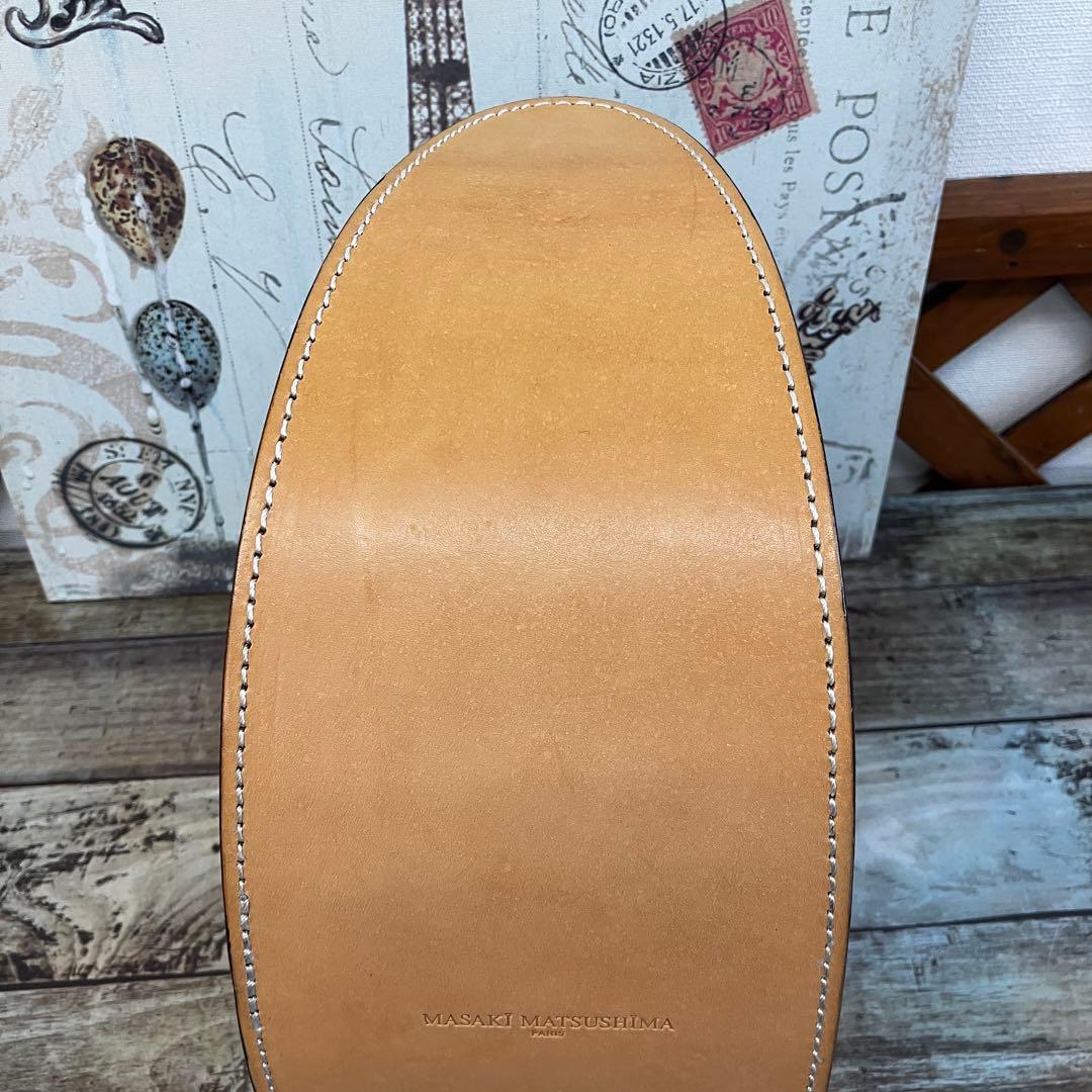 希少廃盤 マサキマツシマ ハンドバッグ カーフレザー 黒 舟形 日本製 ヌメ革