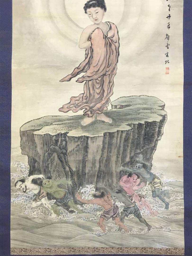 作者不詳/釈迦図/シャカ図/仏事掛/人物図/掛軸/名家伝来/AE-137