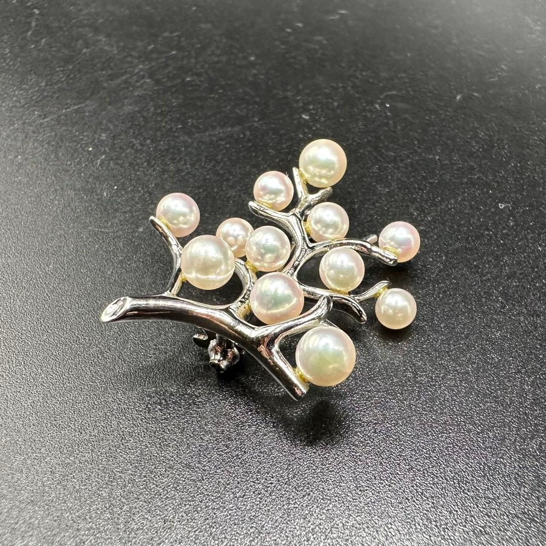 極美品✨　MIKIMOTO ミキモト　パール　ブローチ　幸福の木　希少　1351