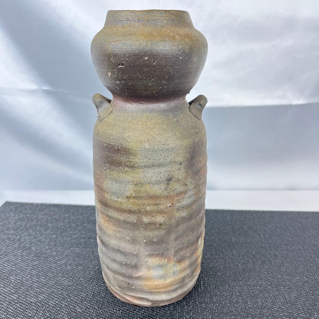 備前焼　花瓶耳付　窯元備前一⑪ 【美品】