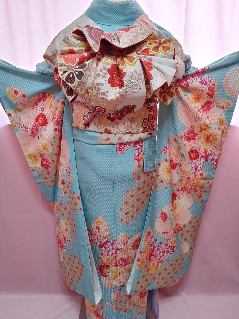 豪華振袖 　袋帯　帯揚げ　帯締め　水色　ANTEPRIMA