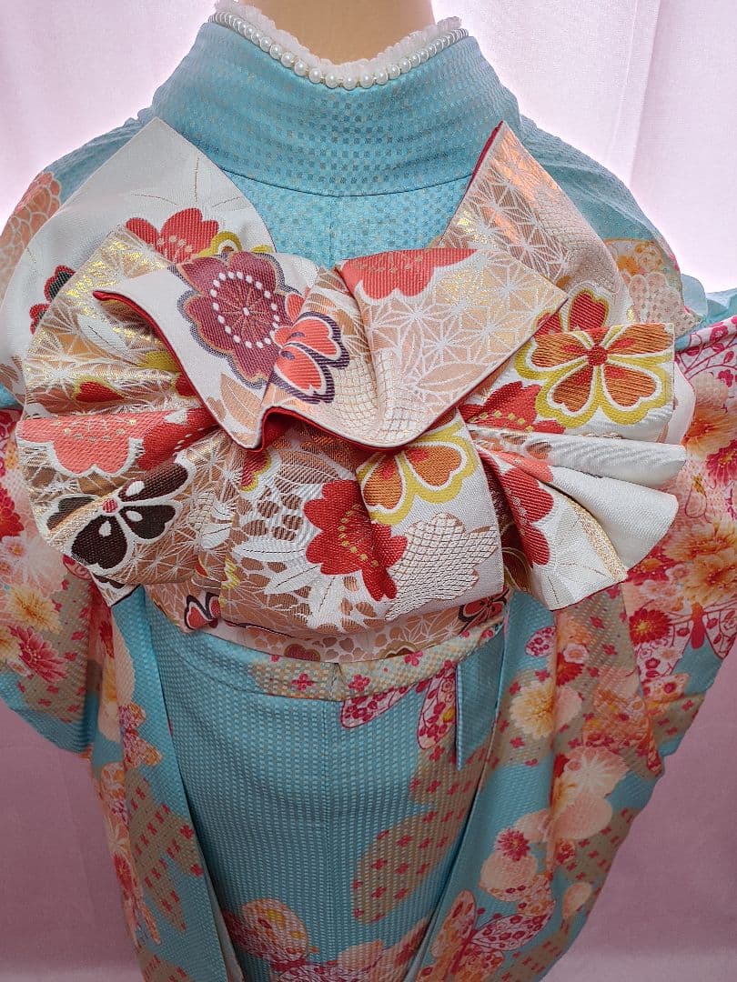 豪華振袖 　袋帯　帯揚げ　帯締め　水色　ANTEPRIMA