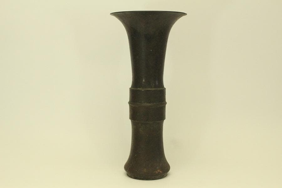 古銅 尊式 花器 高37.3cm 時代物 古美術 京都古寺蔵品(BB508)