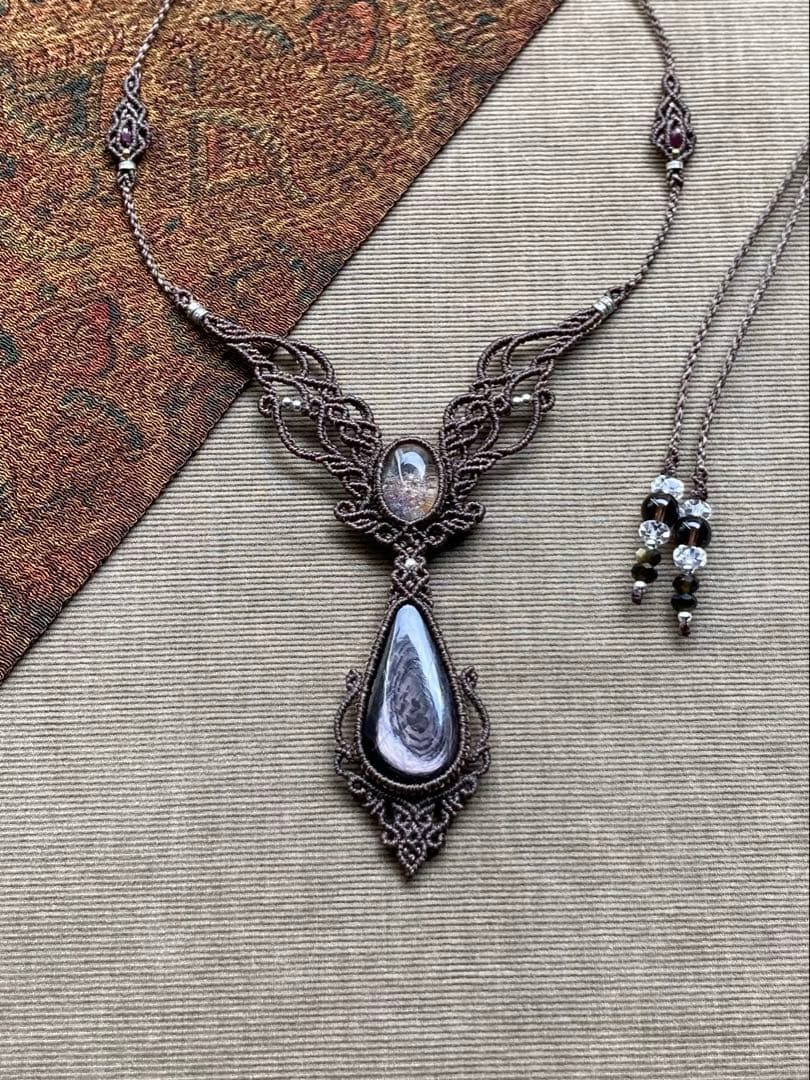 ハイパーシーン　ガーデンクォーツ　マクラメネックレス