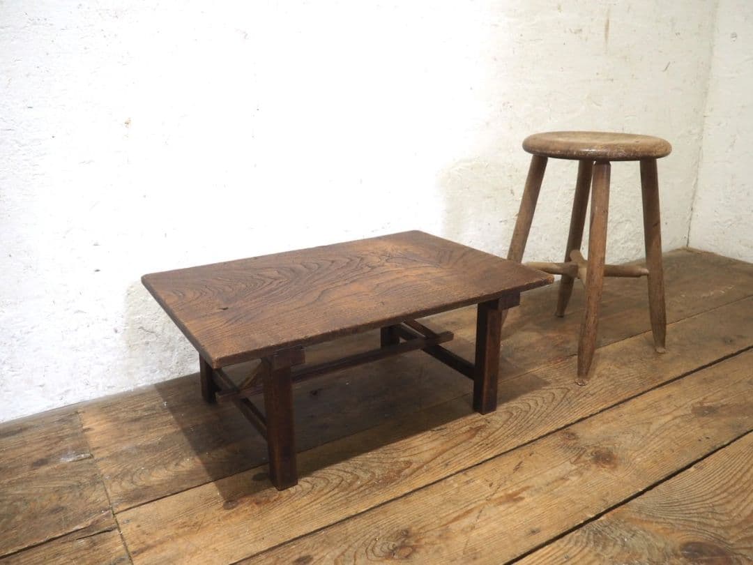 1103 アンティーク　栗のちゃぶ台　文机　座卓　陳列台　ローテーブル　レトロ
