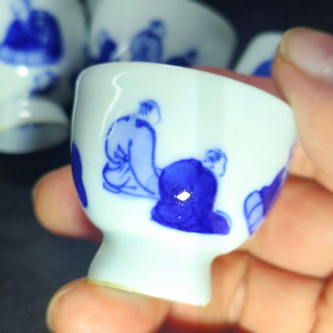 煎茶道具 染付宝瓶茶器 手描き唐子文 祥山造 骨董 時代物 薄手蒐集家放出美品