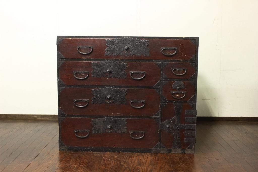 明治時代！最上地方の衣装箪笥 丸金具 時代箪笥/古民家/チェスト/収納/無垢材