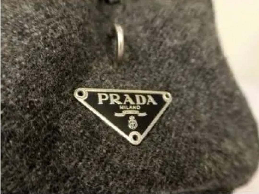 ♥*】様 超美品　PRADA プラダ　三角ロゴ　ウール カーフ レザー 本革　ハ
