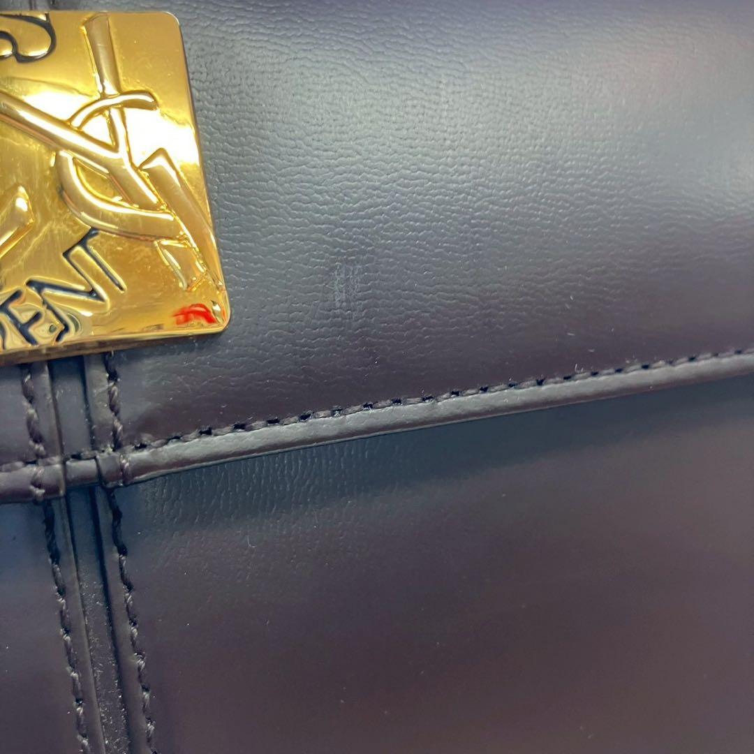 る*る様 未使用　イヴサンローラン　ロゴ金具　ダークブラウン　ハンドバッグ　長期