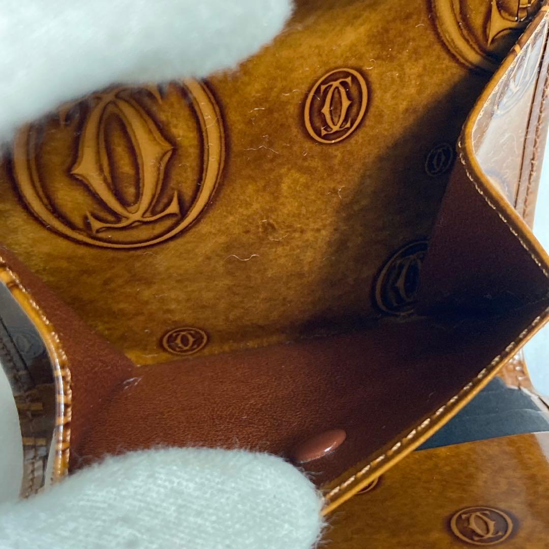 【未使用級】カルティエ　三つ折り財布 ハッピーバースデー ブラウン レザー