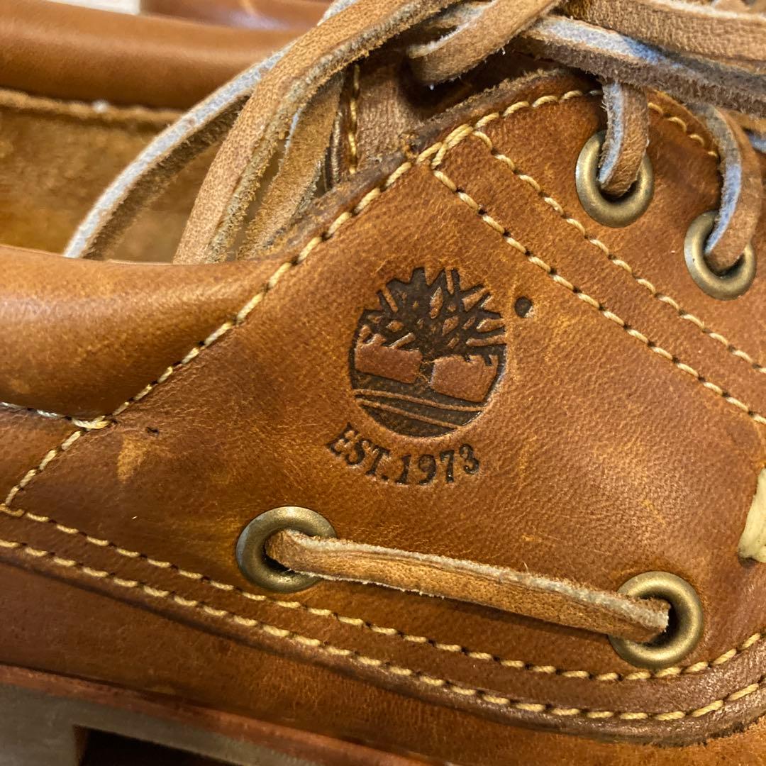 ティンバーランド ブラウンレザー デッキシューズ ローファータイプ